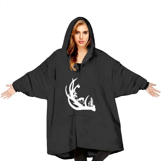 Deer Antler with Buck forest Blanket Hoodies