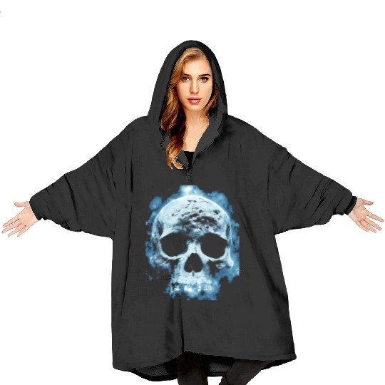 Blue Flame Halloween Death Skull Blanket Hoodies