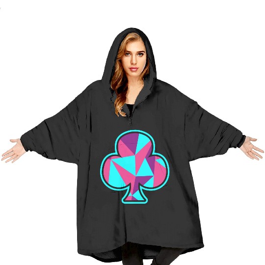 Playing card clover gift game player poker neon Blanket Hoodies