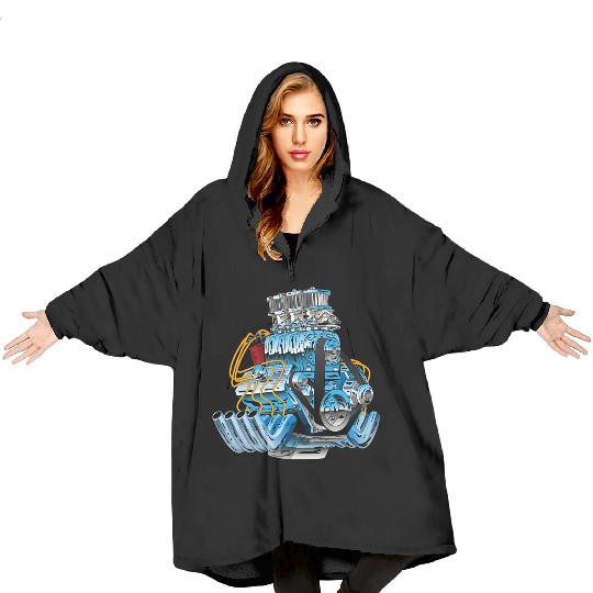 Hot Rod Race Car Dragster Engine Cartoon Blanket Hoodies