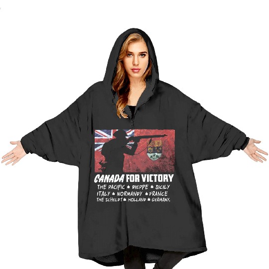 Canadian World War 2 Battles Blanket Hoodies