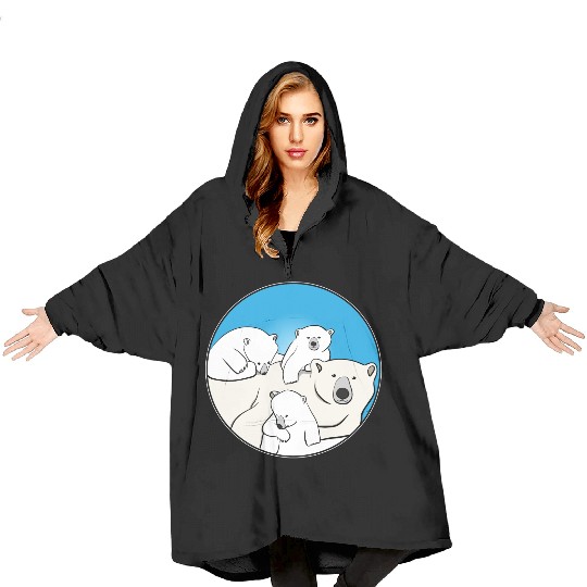 The polar bear family Blanket Hoodies