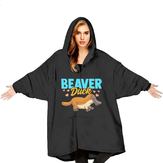 Beaver Duck Platypus Pun Cute Duck Billed Platypus Blanket Hoodies