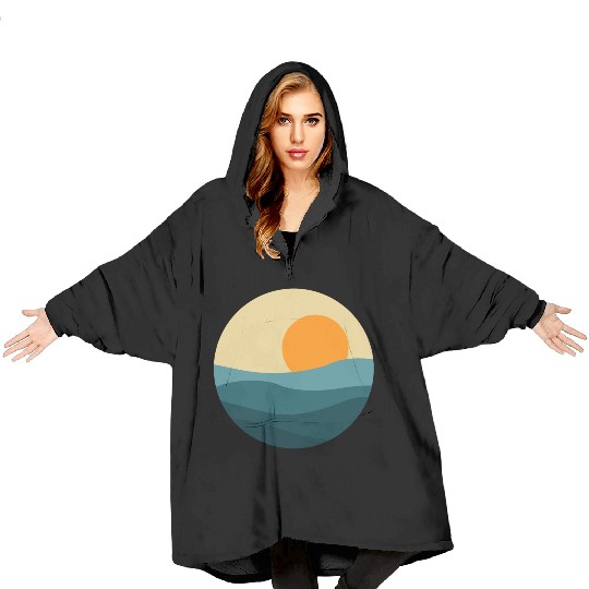 Waves Sun Circle Blanket Hoodies