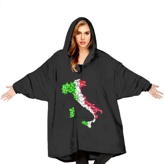 Italy map low poly diamond style Blanket Hoodies
