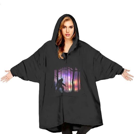 Bigfoot Northern Lights - Space Galaxy Aurora Blanket Hoodies