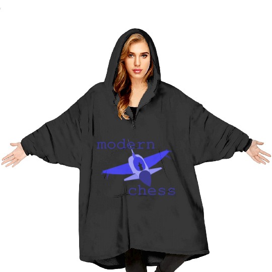 modern chess in royal blue Blanket Hoodies