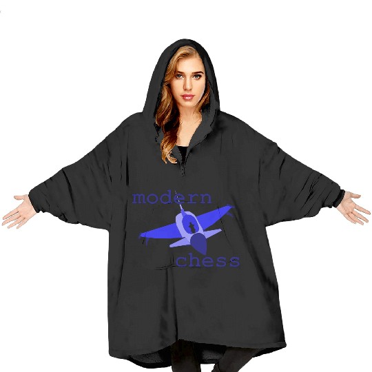 modern chess in royal blue Blanket Hoodies