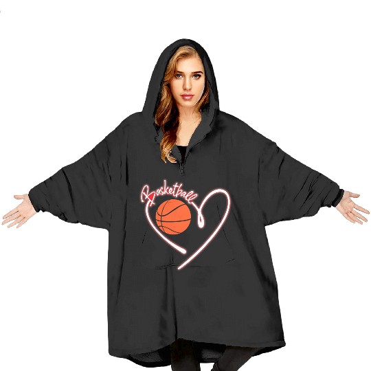 I Love Basketball Girl Basketball Player Heart Blanket Hoodies