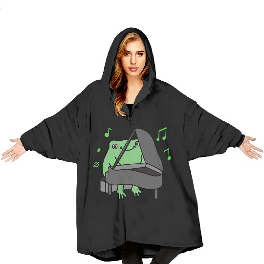 Frog Playing Piano For Piano Player Blanket Hoodies