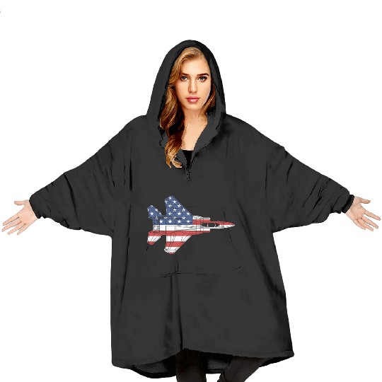 F-15 Eagle Fighter Jet Airplane American Flag F15l Blanket Hoodies