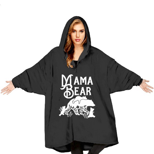 Mama Bear Mom Bear 3 cubs Momma Bear Momlife Blanket Hoodies