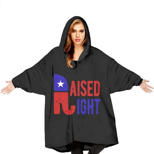 Raised Right Proud Republican Elephant Logo Usa Blanket Hoodies