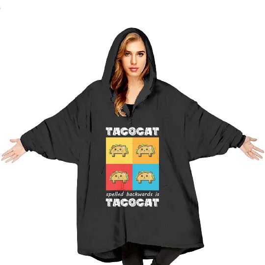 Funny Taco Cat Tacocat Spelled Backwards Palindrom Blanket Hoodies