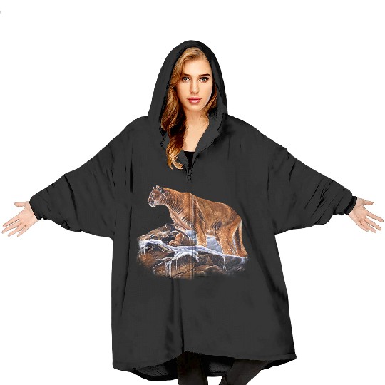 Mountain Lion Cougar Blanket Hoodies