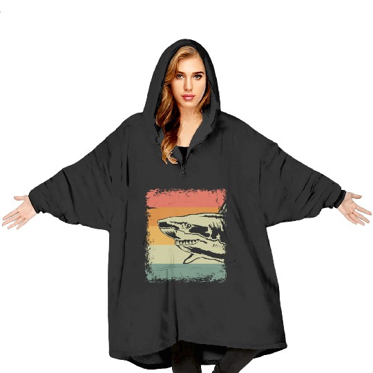 Vintage Shark Gift Idea Blanket Hoodies