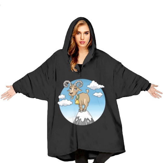 Mountain goat peaks with snow cartoon Blanket Hoodies