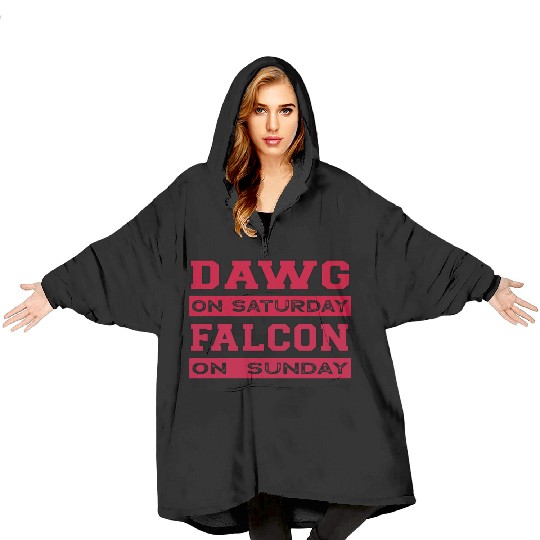 Dawg On Saturday Falcon On Sunday Atlanta Athens F Blanket Hoodies