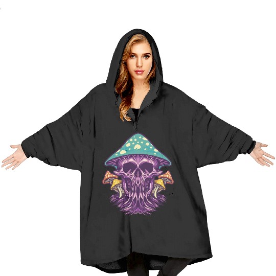 Skull Mushroom Garden Blanket Hoodies
