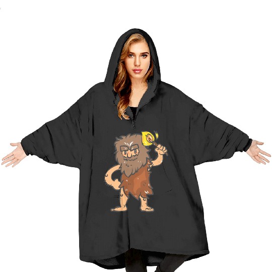 Caveman with Torch Blanket Hoodies