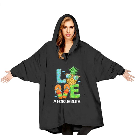 Summer Love Teacher life Love Pineapple Blanket Hoodies