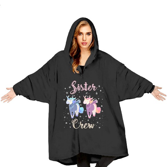 Sister Crew Unicorn Snowflakes Blanket Hoodies