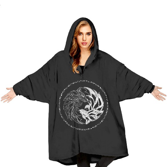 yin yang Wolves Wolf yinyang Tai Chi Qi Gong Blanket Hoodies