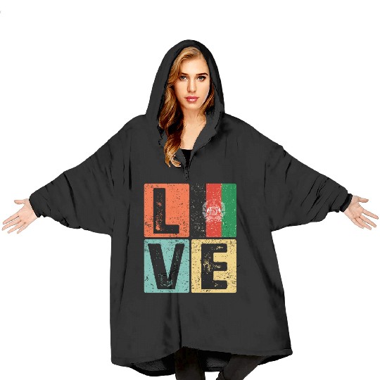 I Love Afghanistan Flag for Afghan Pride Blanket Hoodies