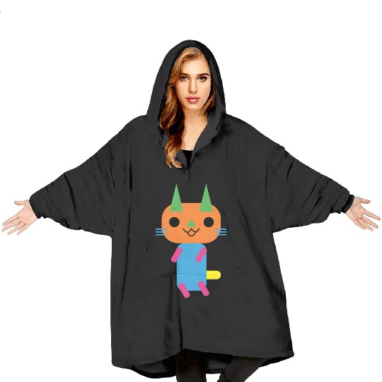 Cat Rectangle And Triangle Shape Blanket Hoodies