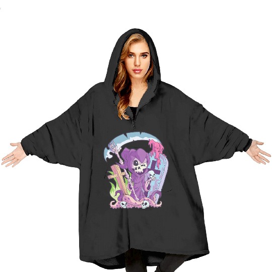 Kawaii Death Grim Reaper Pastel Goth Creepy Occult Blanket Hoodies