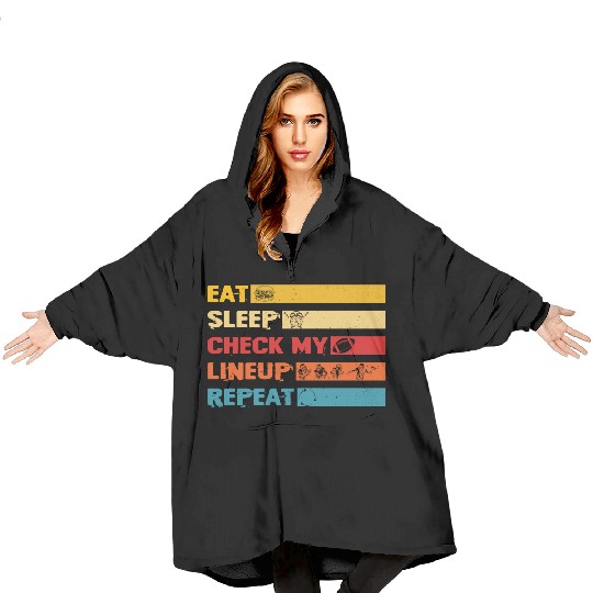 Fantasy Football Eat Sleep Check My Lineup Blanket Hoodies