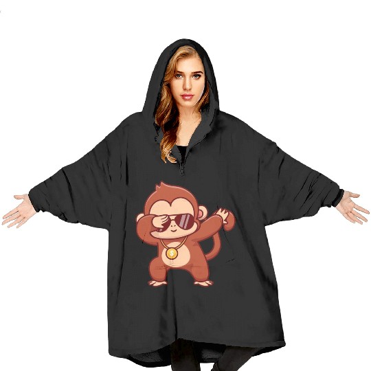 Cool monkey dabbing Blanket Hoodies