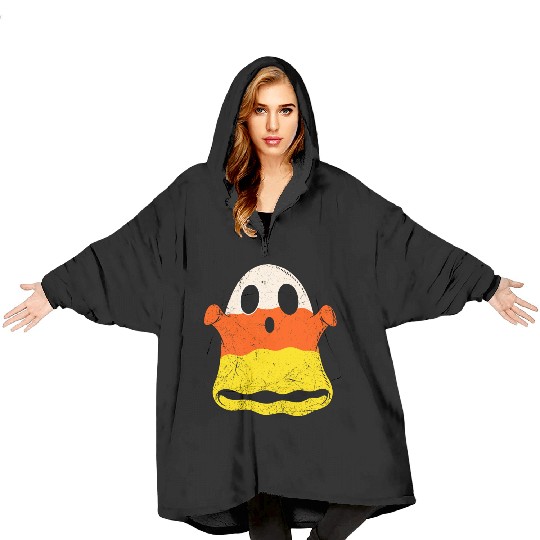 Vintage Candy Corn Ghost Creepy Halloween Costume Blanket Hoodies