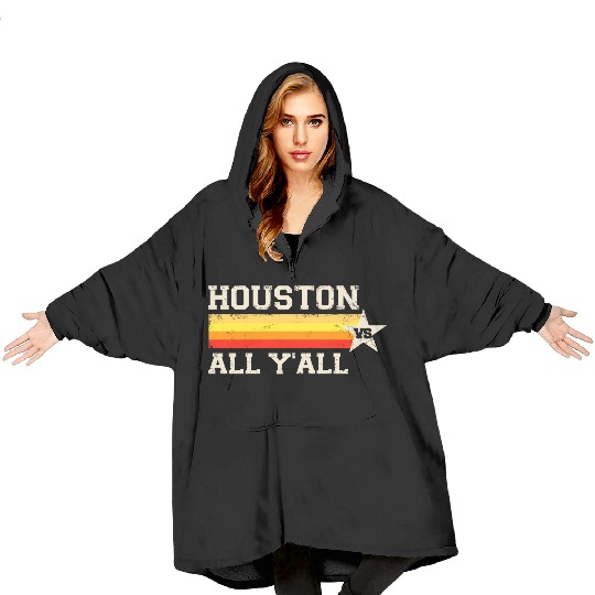 Houston vs All Y'all Vintage Stripe Texas Baseball Blanket Hoodies