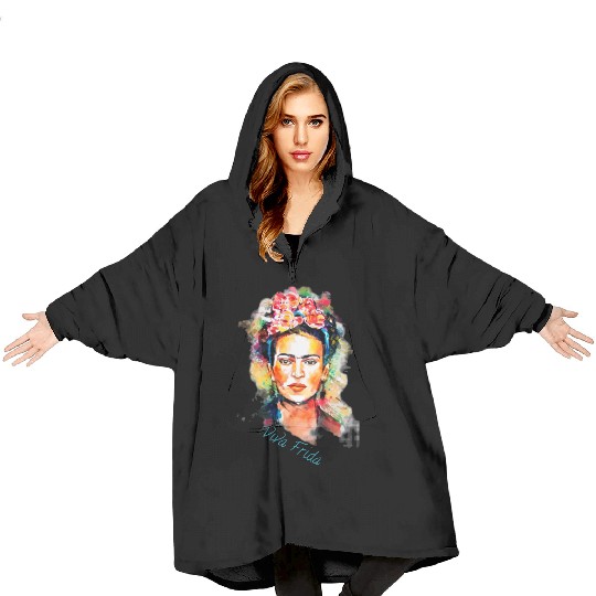 Frida Kahlo Viva Frida Bold And Beautiful Watercol Blanket Hoodies