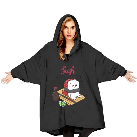 Happy Tuna Sushi Blanket Hoodies
