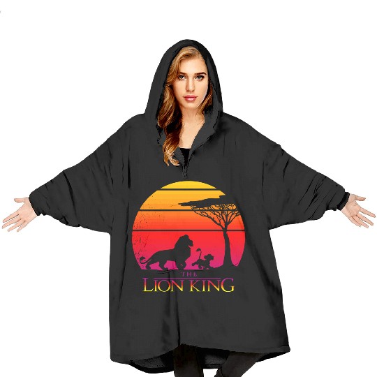 Disney Lion King Vintage Sunset Logo Graphic Blanket Hoodies