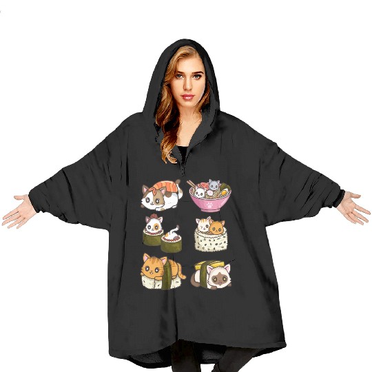 Sushi Cat Japanese Anime Blanket Hoodies