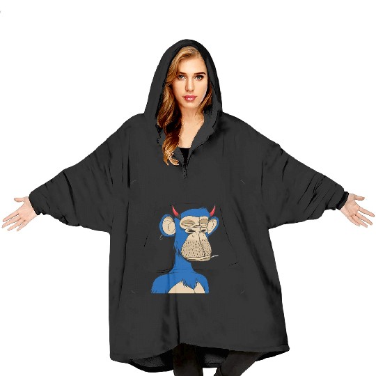 Blue bored monkey Blanket Hoodies
