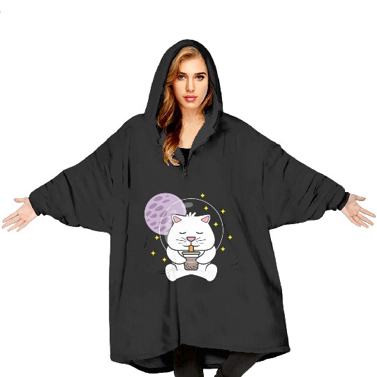 Kawaii Cat Space Pet Lover Gift Blanket Hoodies