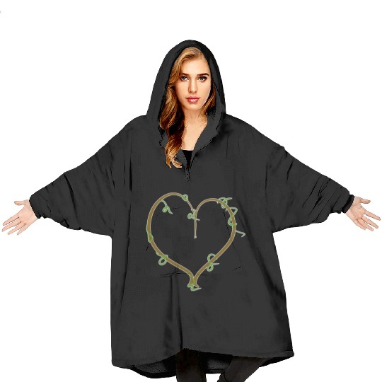 brown heart nature green line icon Blanket Hoodies