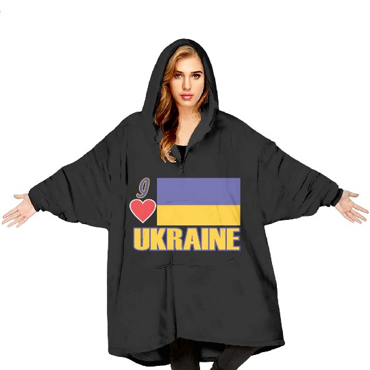 i love ukraine Blanket Hoodies