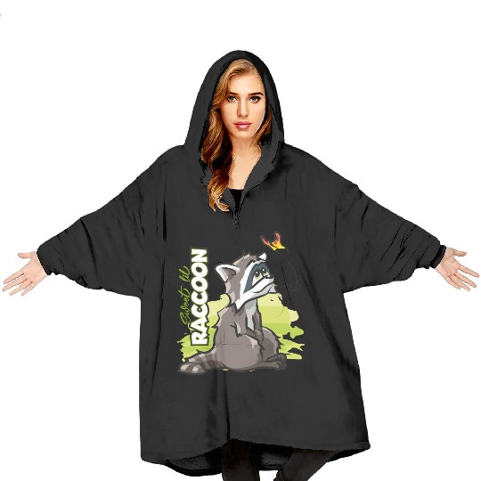 Sweet Little Raccoon with Butterfly Blanket Hoodies