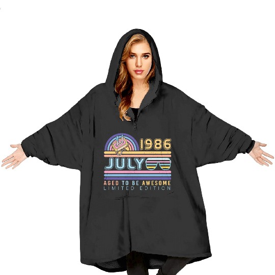 Building Year 1986 In July Blanket Hoodies
