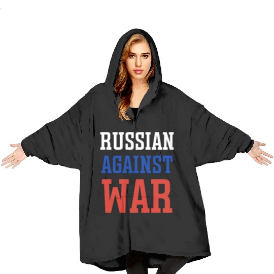 Russian Against war outline Blanket Hoodies