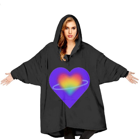 rainbow heart pride Blanket Hoodies