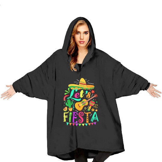 Cinco De Mayo Mexican Guitar Cactus Blanket Hoodies