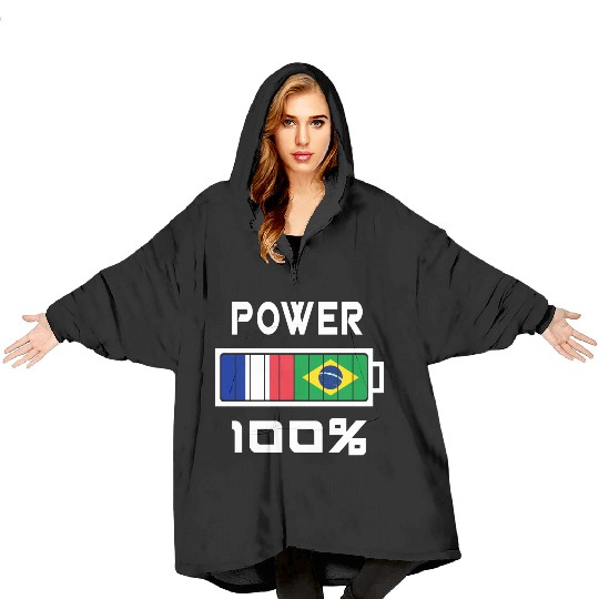 Brazil and France Power 100% Blanket Hoodies