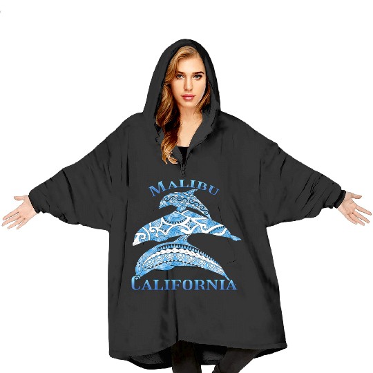 Malibu California Vacation Tribal Dolphins Blanket Hoodies