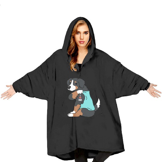 I Love Dad Bernese Mountain Dog Blanket Hoodies